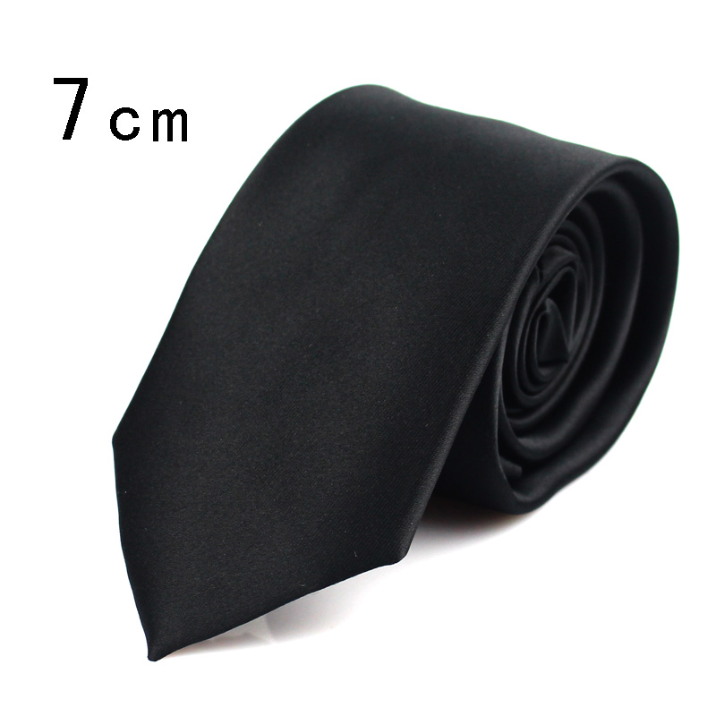 Corbatas clásicas negras para hombre, corbatas de seda para de boda, corbata de cuello de adulto, 3 tamaños, Corbata lisa informal: 7cm