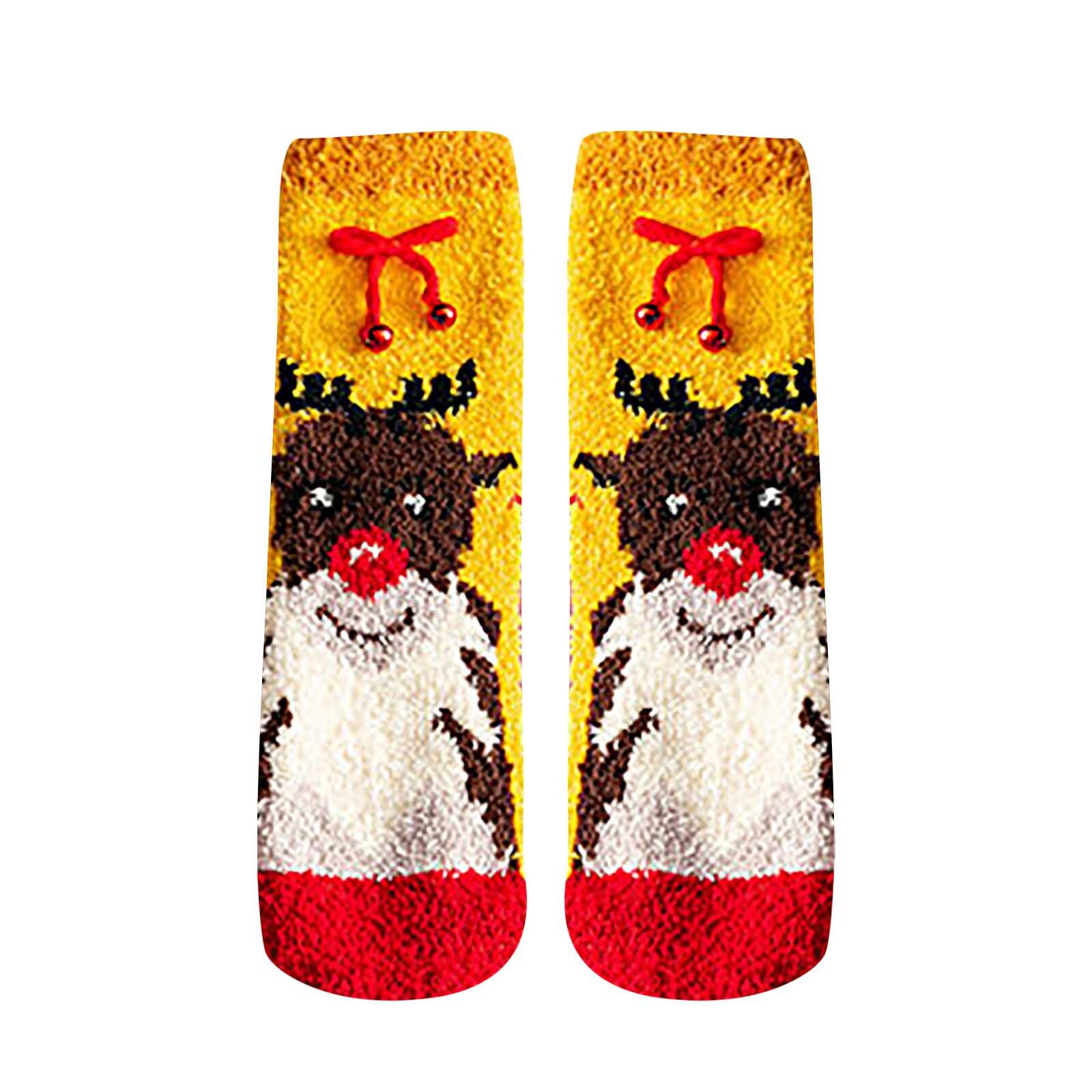 The носки kvinnesokker voksen juletrykk plysj fortykning mellom tude sokker hjemmestrømper носки: B