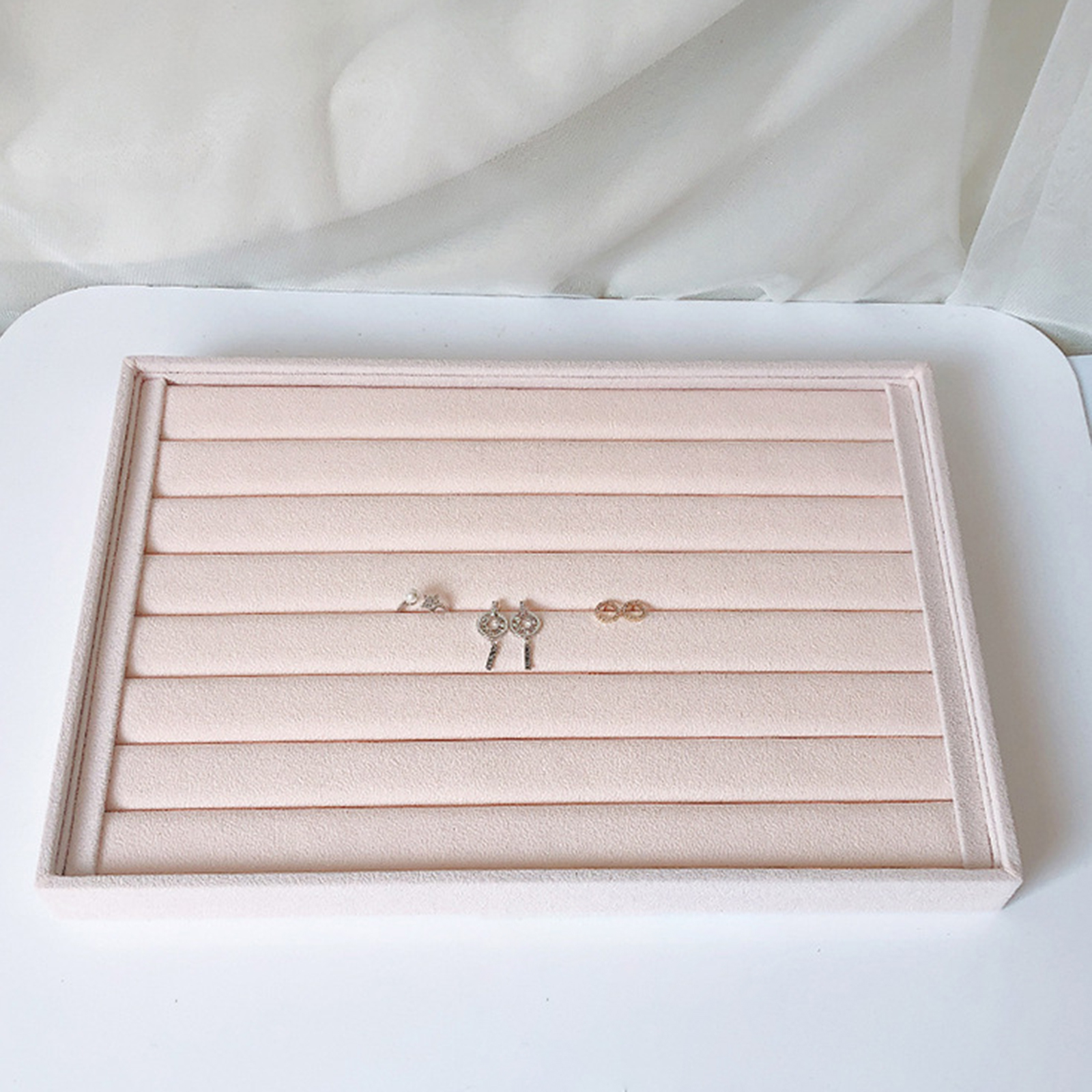 Stackable Jewelry Organizer Velvet Jewelry Display Tray Showcase for Knickknacks Necklace Earrings Rings Pendant Storage Box