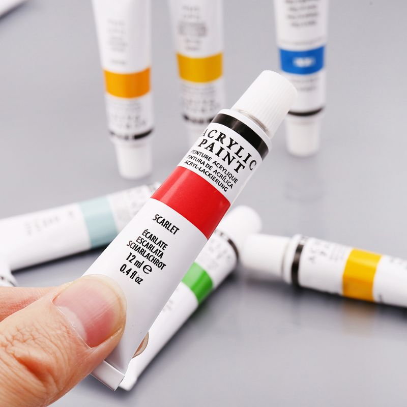 24 kleuren acrylverf set 12ml tubes tekenverf pigment handgeschilderde muurverf voor kunstenaar doe-het-zelf 203a