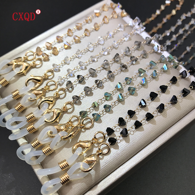 Cadenas para máscara de gafas de sol para mujer, cordón para gafas con cuentas de cristal triangular de 4mm, joyería de , accesorios para colgar en el cuello