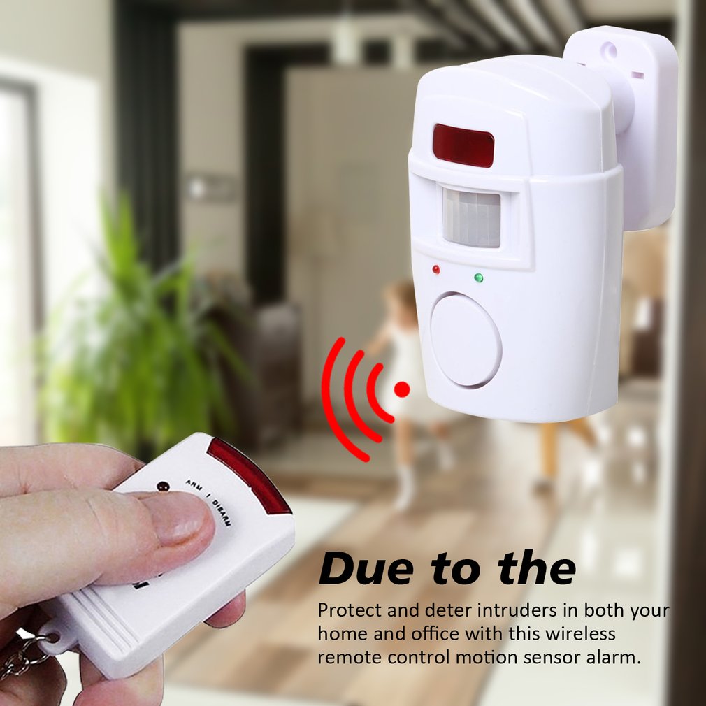 Mini alarma con control remoto inalámbrico, Detector de Sensor de movimiento infrarrojo IR, sirena fuerte de 105dB, para seguridad del hogar, antirrobo