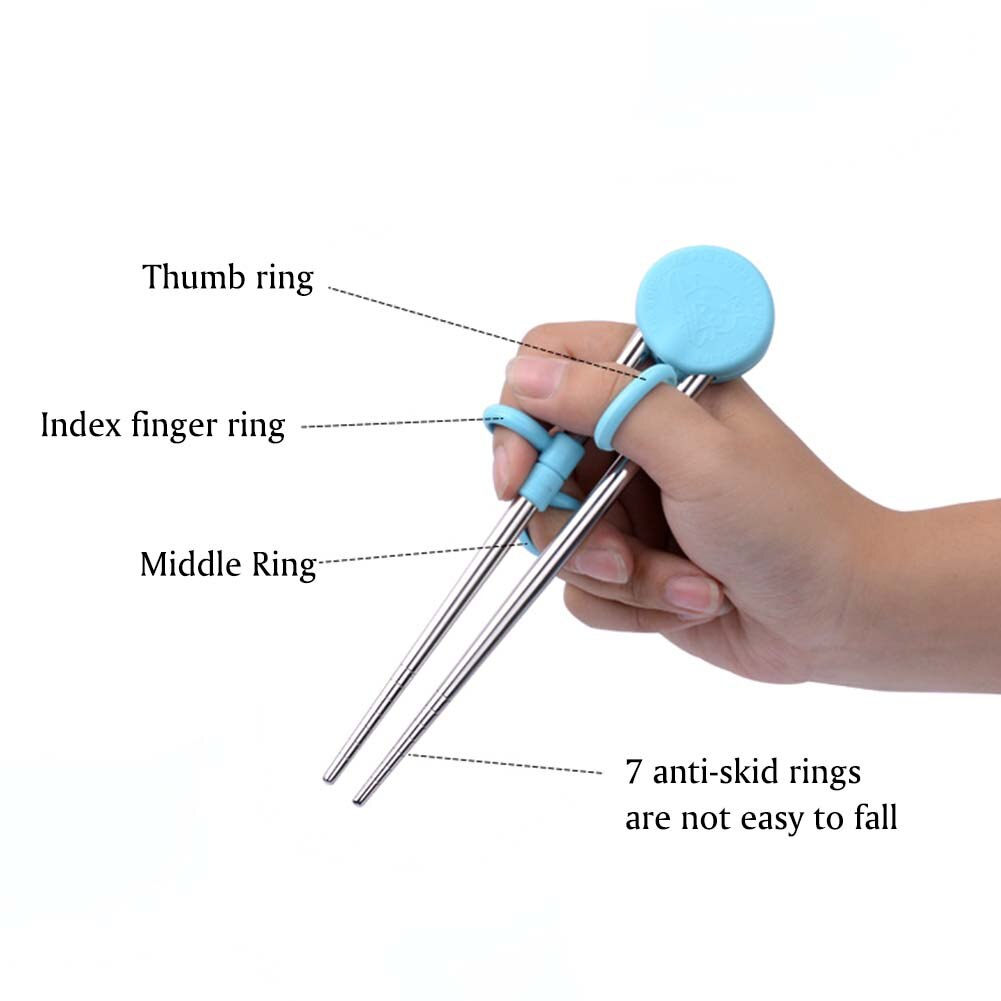 Portable Kids Learning Training Chopsticks Cute Stainless Steel Chop Sticks For Kids Child Enlightenment Pig