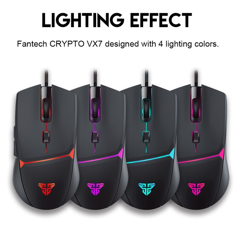FANTECH VX7 Gaming Mouse Wired 8000 DPI Ergonomic Mouse USB With RGB Backlit 6 Programmable Buttons For Computer Gamer Mice