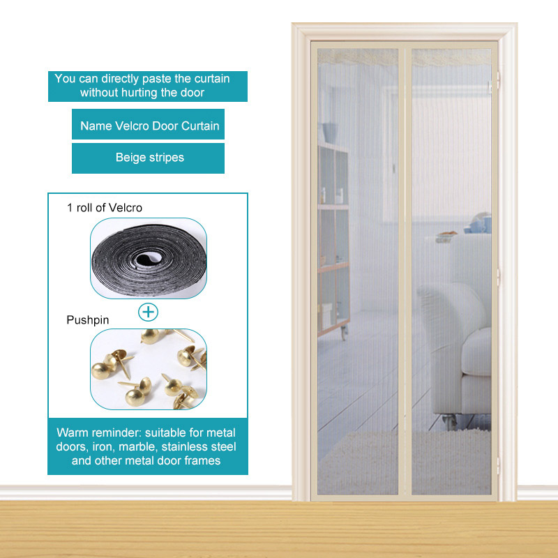 Sommer anti mygge insekt flue bug gardiner magnetisk net automatisk lukning dør skærm køkken gardin: Beige / 90 x 210cm