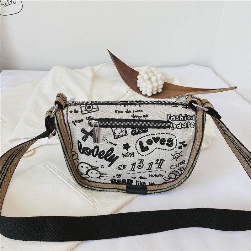 Dames Schoudertas Canvas Tas Outdoor Mobiele Telefoon Tas Travel Organizer Persoonlijkheid Messenger Bag