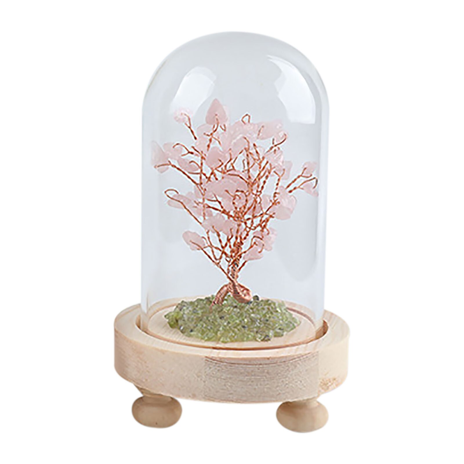 Natuurlijke Kristal Aquamarin Stone Tree Met Glas Cover Creatieve Ornamenten Decor Craft Diy Ornament Voor Gelukkige Pasen Decor: C