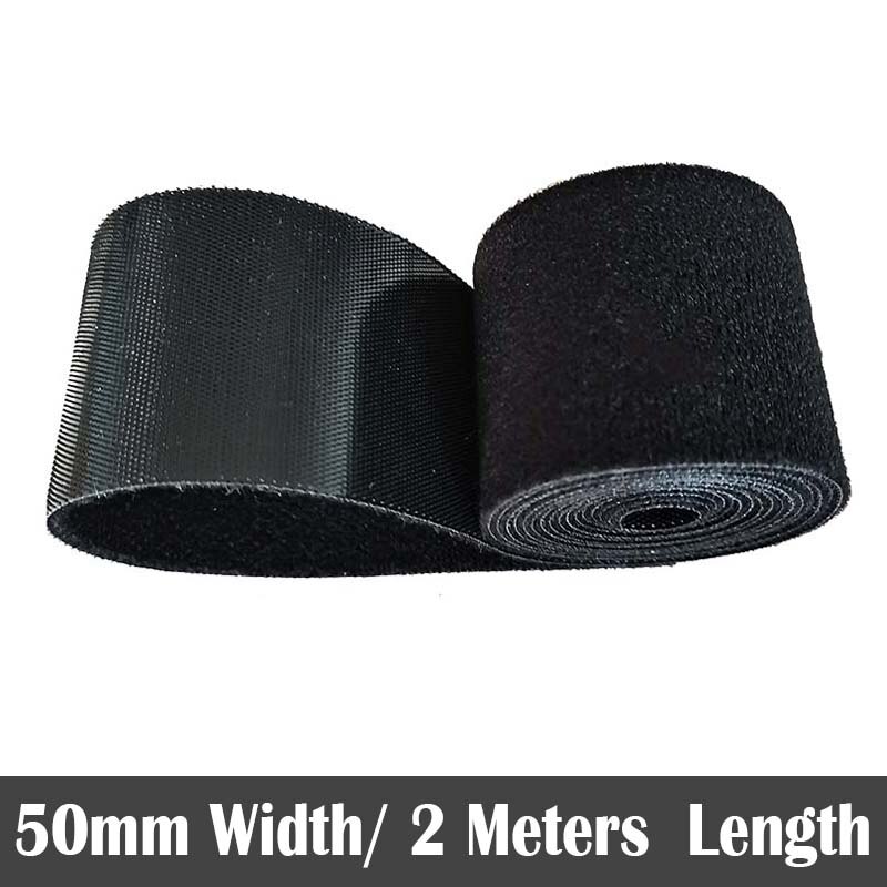 50mm * 2m Kabel Krawatten Magie Klebstoff Verschluss Band Haken und Schlaufen Clip Draht Linie Tabelle Band Klebrige Band Farbe: Schwarz