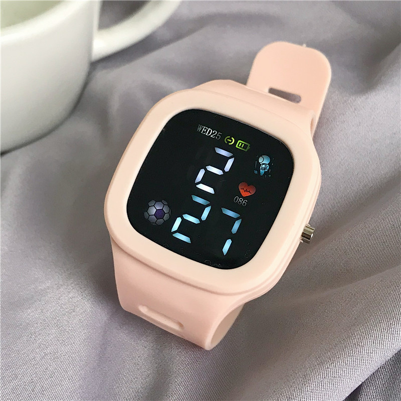 Mannen Vrouwen Horloge Led Digitaal Sporthorloge Voor Kinderen Jongens Meisjes Vierkant Grote Wijzerplaat Waterdicht Siliconen Heren Elektronisch Polshorloge: Coffee