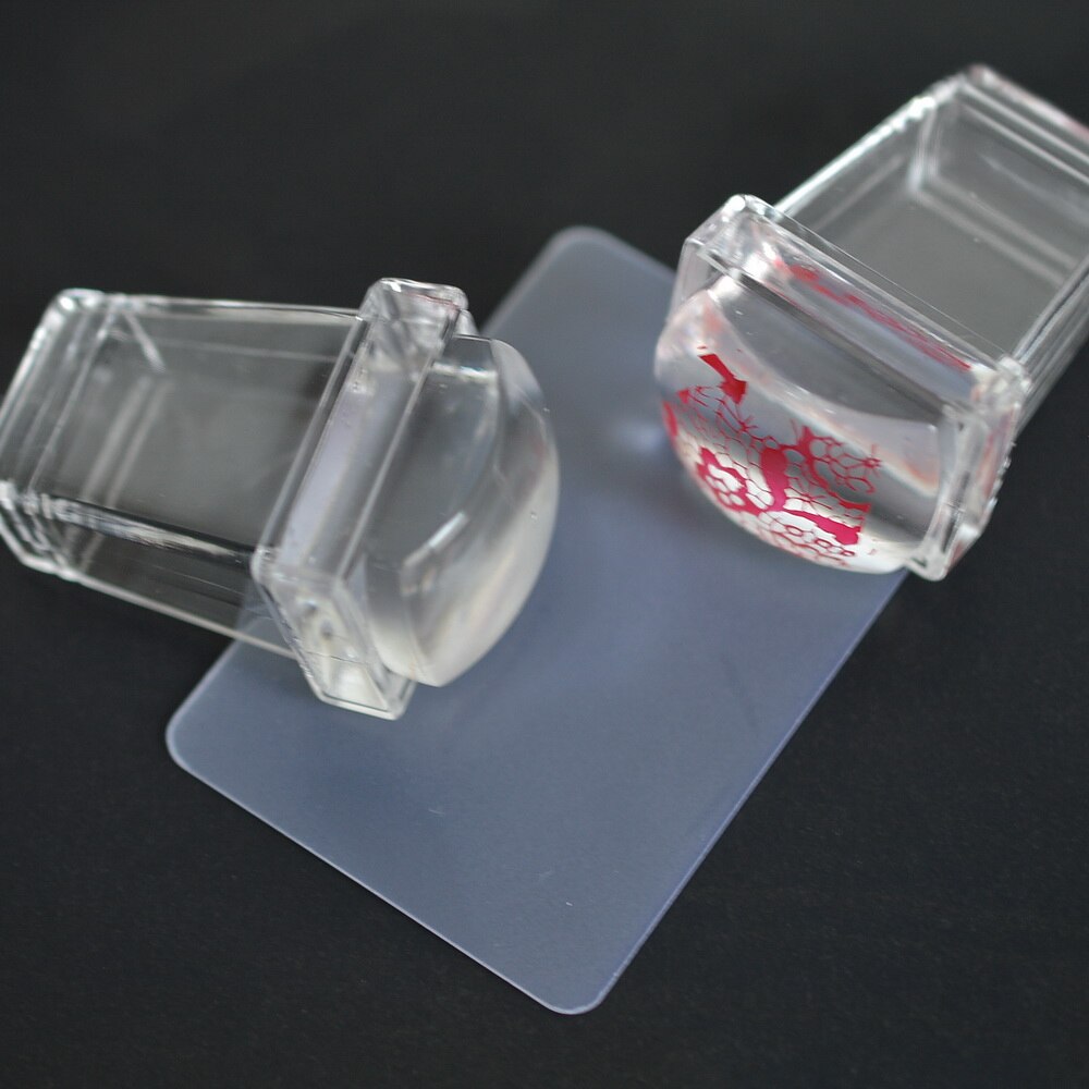 1Sets Nail Art Stamper Schraper Sets Clear Transparant Soft Silicone Hoofd Jelly Vorm Nail Stempelen TRND235
