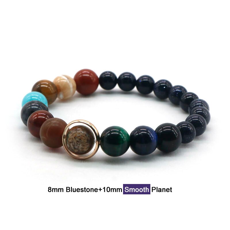 Pulsera con piedra Natural hecha a mano para hombre y mujer, brazalete con sistema Solar, Galaxia, universo, joyería MY99,: BS-SM-8mm-10mm / Women Size