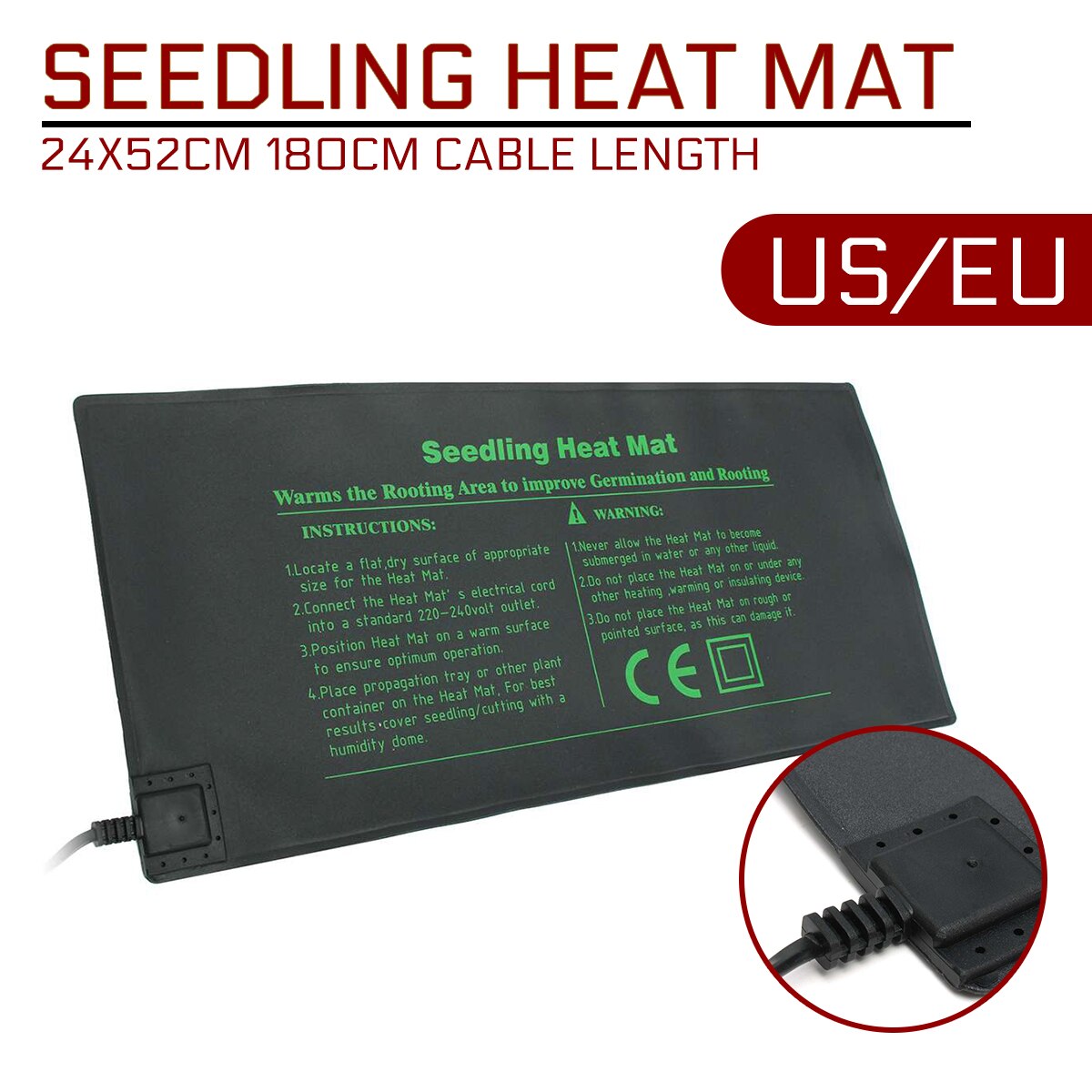 24x52cm Seedling Heat Mat Plant Seed Germination Propagation Clone Starter Warm Pad Mat Flowers Vegetable Garden Tool Supplies