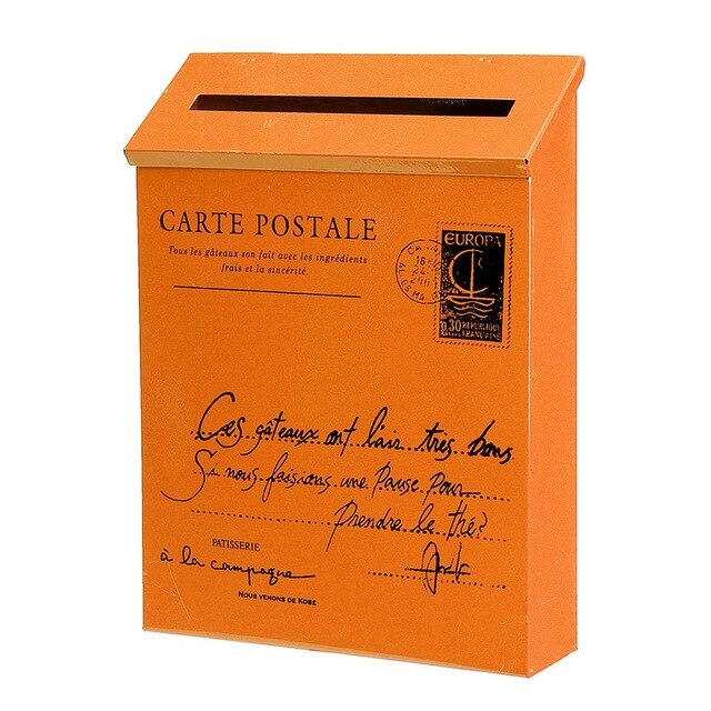 Postkasse vintage metal postkasse sag tin avis brev postkasse vandtæt postkasse låsekasse haven oranment 8 farver: Orange