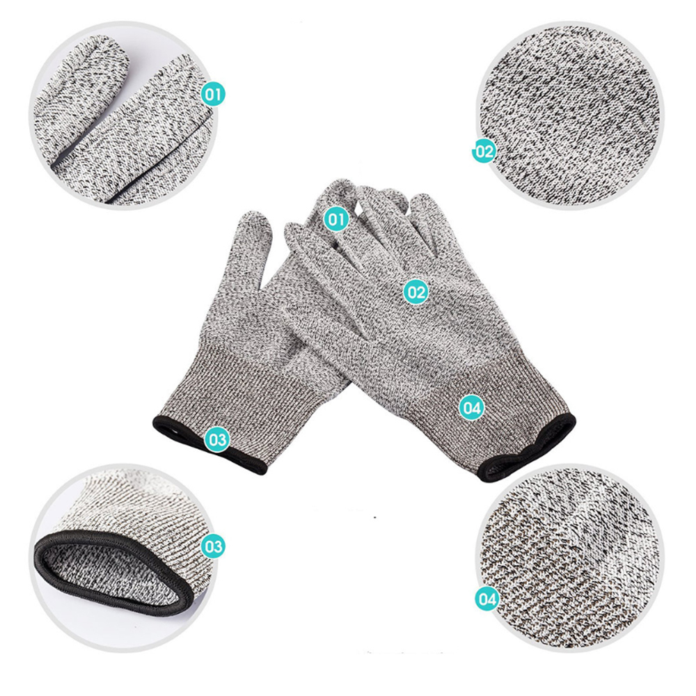 1 pair High-strength Grade Level 5 Cut Resistant Gloves S/M/L/XL Anti Cut Gloves Kitchen Cut Resistant Gloves Kitchen Supplies