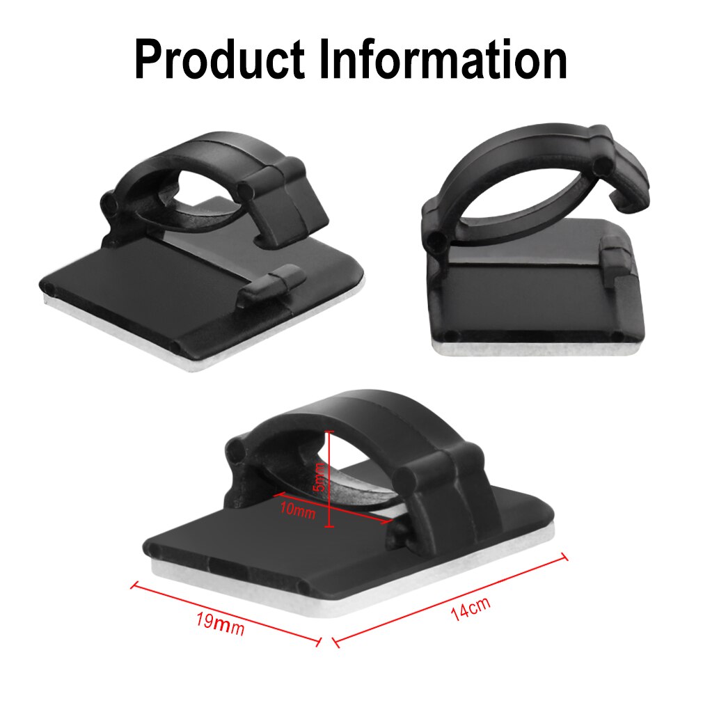Ganchos adhesivos para cables del coche, 100/50/10 Uds., bobinador de cables, soporte de fijación de cables, organizador de escritorio de gestión, abrazaderas de brida de cables