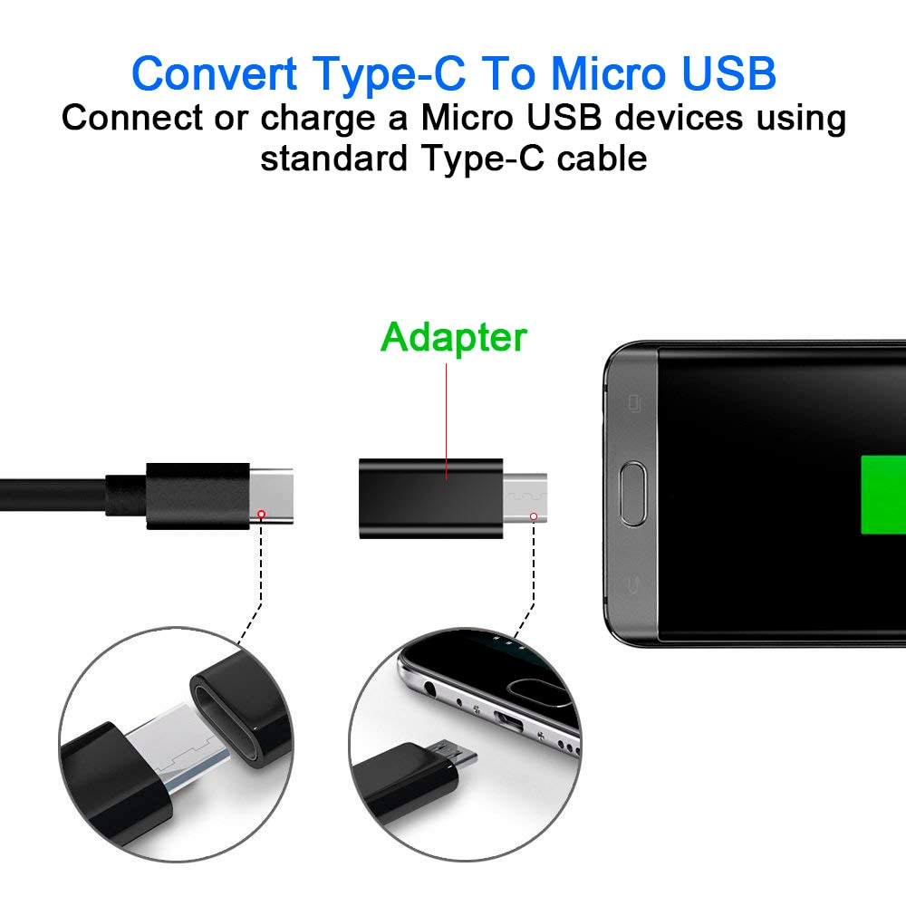 NYFundas 3 stücke usb c zu Mikro usb Adapter für Samsung Galaxis S7 S6 Rand Huawei honor 8x Xiaomi Redmi Hinweis 5 6 Profi 4 LG usbc kabel