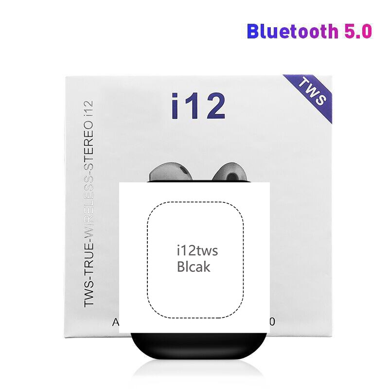 Tutew Stereo Senza Fili Auricolari i12 TWS Auricolare Bluetooth Mini Cuffie Senza Fili di Tocco Auricolare fone de ouvido PK i7s i9s i11: Black