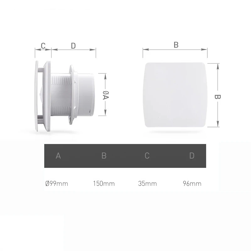 220V 4/6inch Exhaust Fan Home Bathroom Kitchen Bedroom Toilet Low Noise Ventilator Fan Hotel Wall Silent Extractor Exhaust Fan