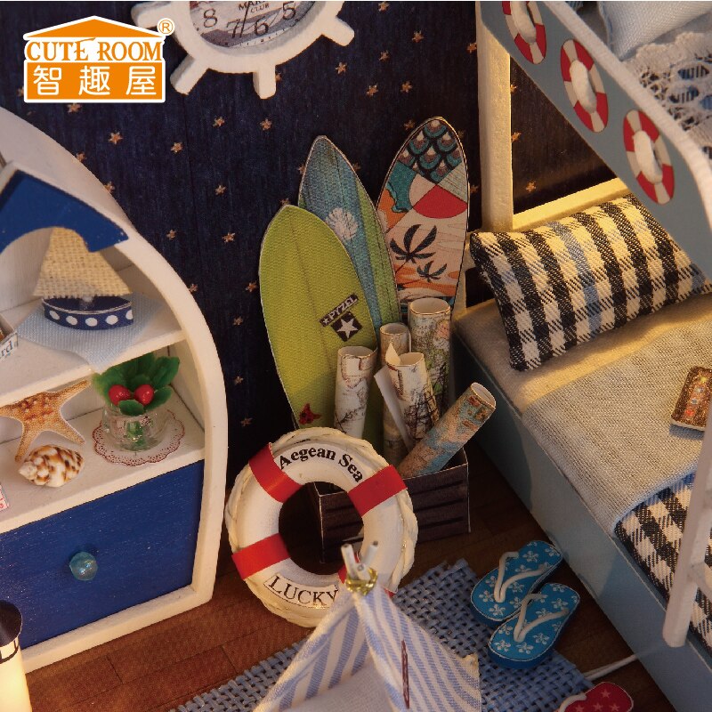 Diy miniatur dukkehus leke ansikt himmelen/stemning av kjærlighet diy blokker med møbler ledet lys bursdag  h011-h012