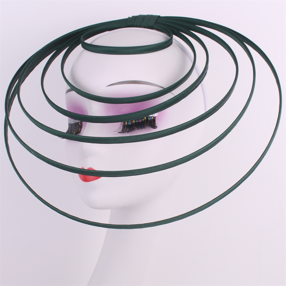 Royal Ascot Luxury Fascinator Hat Women Wedding Headpiece Mesh Hat Formal Event Pillbox Fascinator Hats Ladies Mariage Millinery: Dark Green