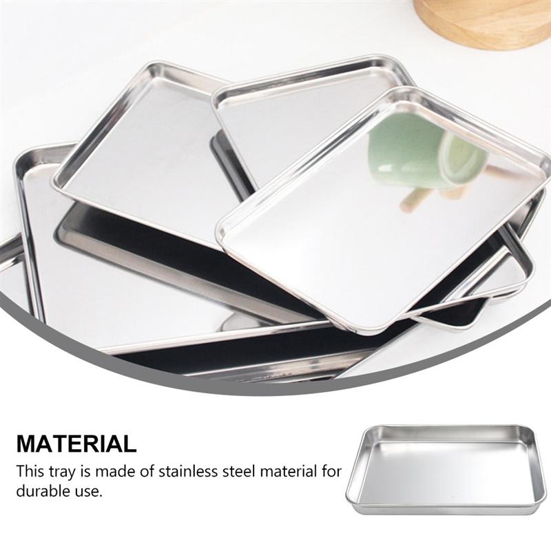 Plateau Rectangulaire En Acier Inoxydable - Pour Service Nouilles, Plats Froids - Cuisine, Restaurant, Maison