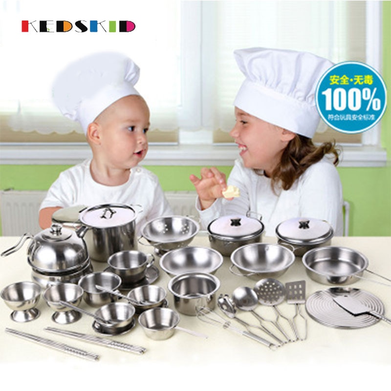 Pretend Play Toy Stainless Steel Children Toy Miniature Cooking Set Simulation Tableware Year Xmas