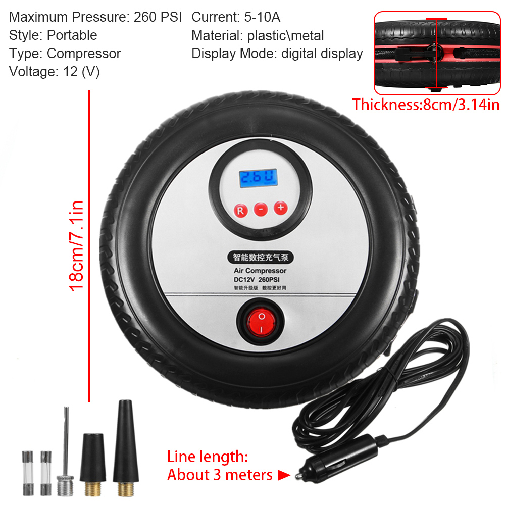 260PSI 12V Car Tire Inflate Pump Air Compressor Ki... – Grandado