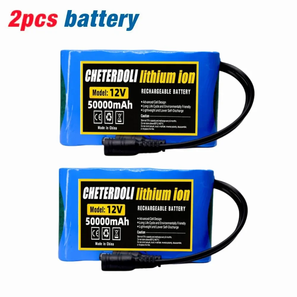 Nowy pakiet akumulatorów 3S2P z płytką zabezpieczającą, 12V 50ach, 12V 5000mAh, litowo-jonowe ogniwa 18650, akumulator DC 12.6V Super ładowalny + ładowarka: SZARY
