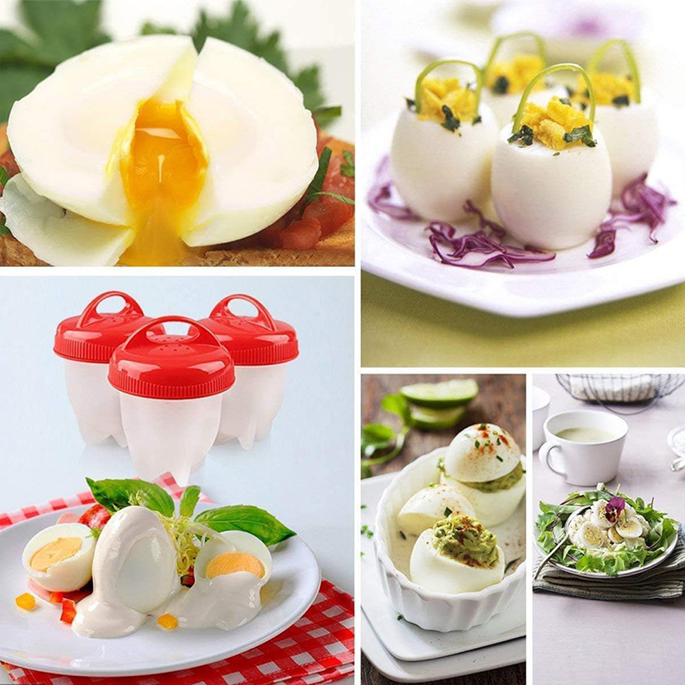 Cuiseur à œufs antiadhésif en Silicone, 3/6 pièces, chaudière à œufs, paquet d'œufs durs, moule, tasses pour le petit déjeuner, outils de cuisine