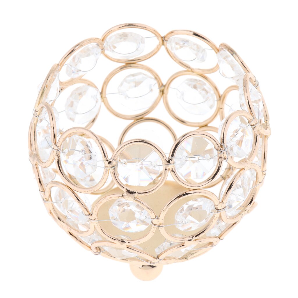 Portavelas votivo europeo, candelabro de cuentas de cristal plateadas/doradas, centros de mesa de boda, decoración para el hogar y la Oficina: Yellow  8cm