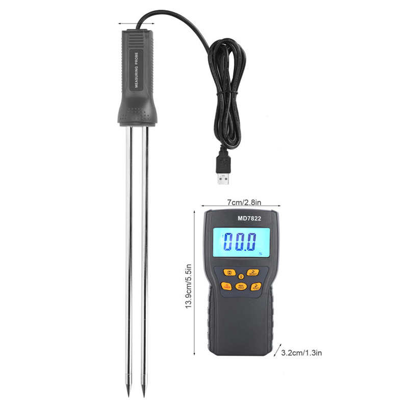 Moisture Meter with Long Probe Digital Grain Wheat Rice Corn Moisture Measurement Tool Grain Moisture Meter