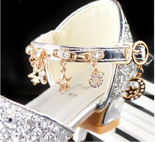 Meisjes sandalen zomer vlinderdas pailletten schoenen hoge hak prinses model performance strass sandalen