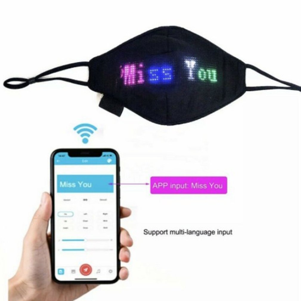 Bluetooth APP Control Unisex LED Rave Mask Image Text Animation Editable Light Mask USB Rechargeable for Parties X'mas Halloween: Default Title