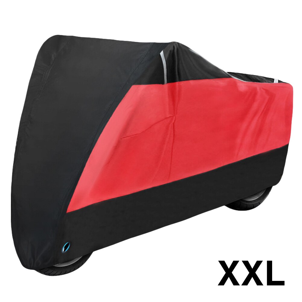 Hele sæsonen kabellås indendørs uv beskyttende støvtæt motorcykel dække husly opbevaring regntæt vandtæt udendørs reflekterende: Xxl / Rød