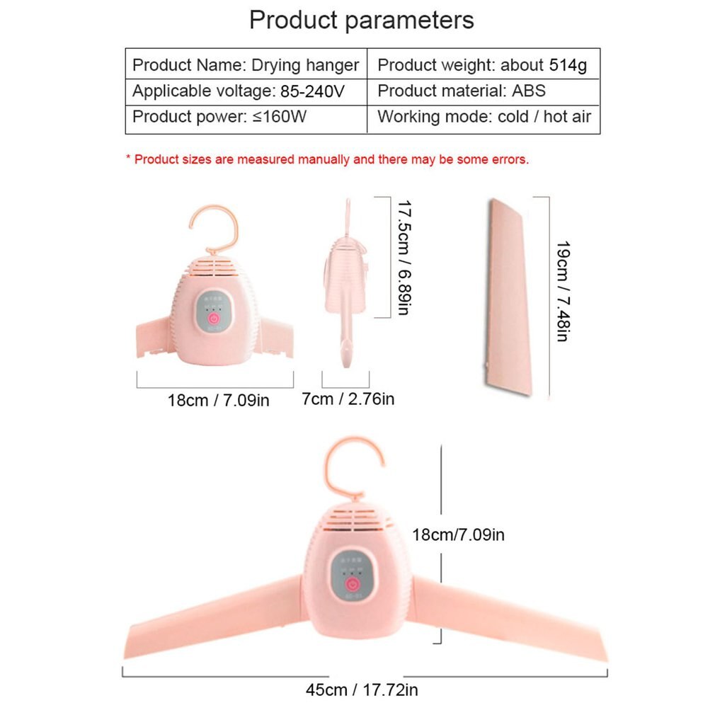 Electric Clothes Dryer Warm Air Dryer Ptc Ceramic Heating Fast Drying &Cold Air Switching Foldable Clothes Drying Rack EU/UK