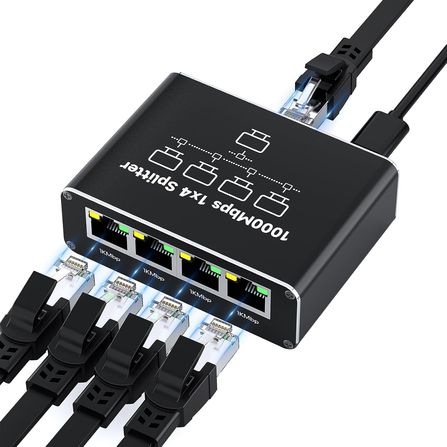 1000Mbps Ethernet Splitter 1 to 2/3/4 Network Extension RJ45 LAN Internet Gigabit Adapter for PC Laptop Router TV-Box Digital TV