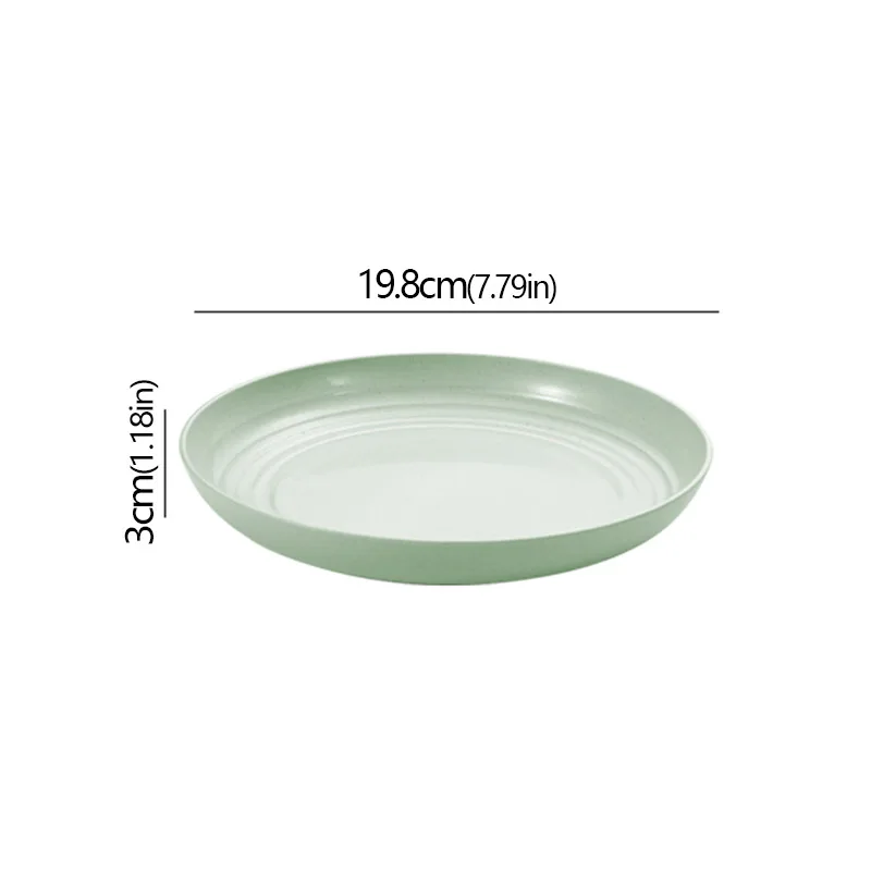 Wheat Straw Solid Color Round Plates Salad Dessert Dinner Reusable Microwave Safe Anti Fall And Shatter Plates Fruit Plate: green