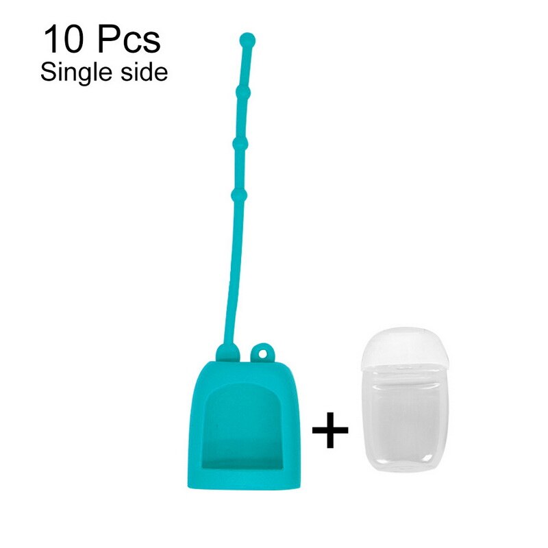 Contenedor de jabón líquido botella vacía portátil de 30ml botella de desinfectante de manos con funda protectora de silicona desmontable: single Green 10pcs