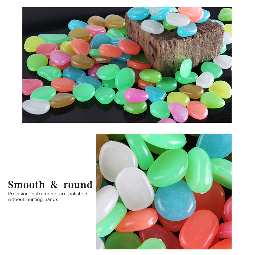 10Pcs/Set Luminous Stones Decorative Pebbles Exquisite Polished Stone for Garden Walkways Aquarium Fish Tank Dark Light Stones