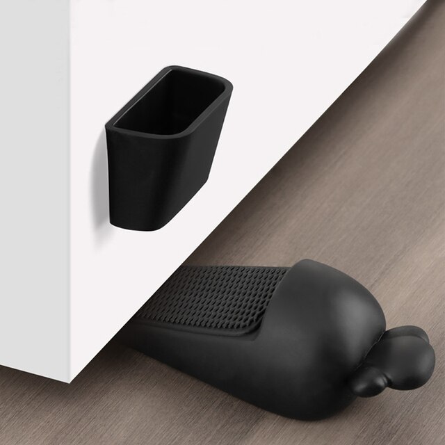 Deur Stopper Siliconen Deur Stop Geschikt Voor Deur Bodem Klaring Binnen 0.98 ", Deur Wig Stoppers, met Deur Houder: Black