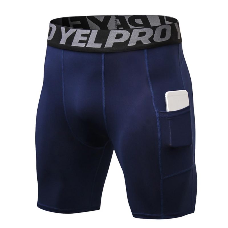 Treningsshorts for menn med lommer sport løpetrening fukttransporterende hurtigtørkende elastiske stramme shorts: Xxl / Q