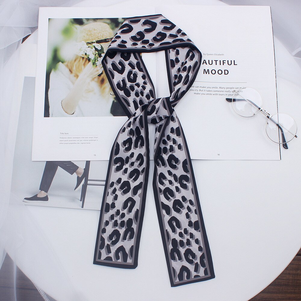 Luksus mærke leopard print taske becoration silke tørklæde til kvinder foulard kvinder binde lille silke tørklæde halstørklæde: 7