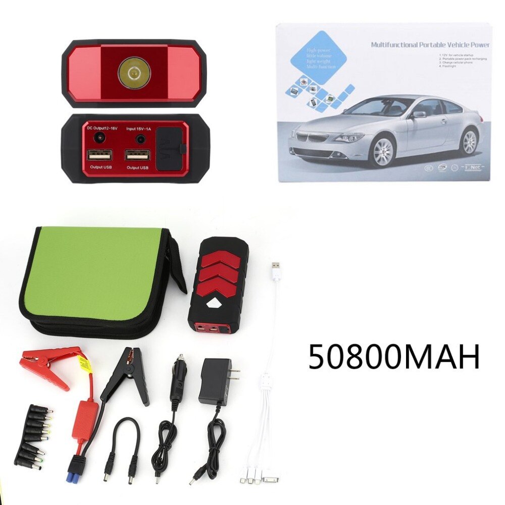 Multi-funktionale Automobil Auto Starthilfe 50800MAH Notfall Auto Batterie Booster Ladegerät Mit SOS Licht