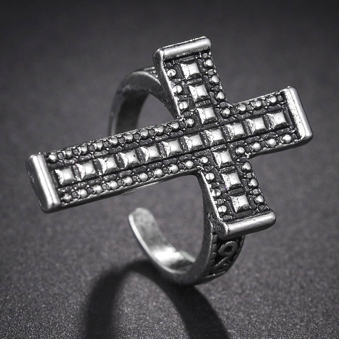 Bague croix noire Vintage pour femmes, gothique, Punk, Steampunk, jésus, pour hommes, fille et garçon, fête, bijoux masculins à la: Bleu