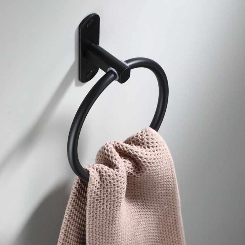 Zwarte Ruimte Aluminium Handdoekhouder Ronde Handdoekring Wall Mounted Handdoekenrek Plank Voor Home Hotel Badkamer