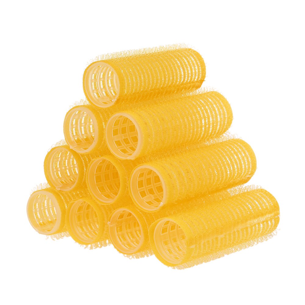 10 stuks grote zelfklevende haarrollers professionele salon-kappers krultangen multi-size kapsalongereedschap: Geel