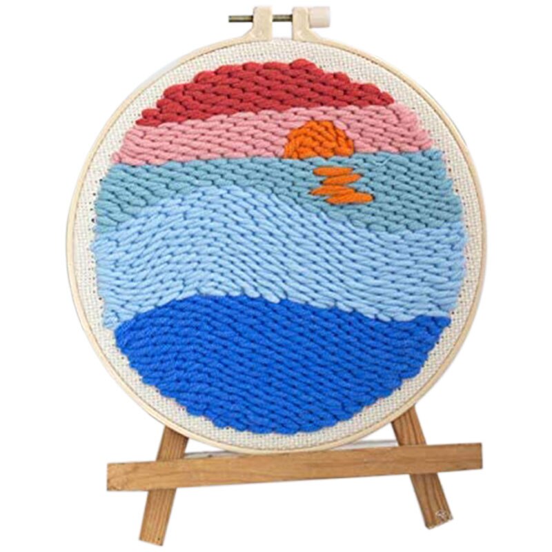 Embroidery Punch Needle, Punch Needle Tool with Needle Punch Kit for Beginners, Embroidery Hoops, Sunrise