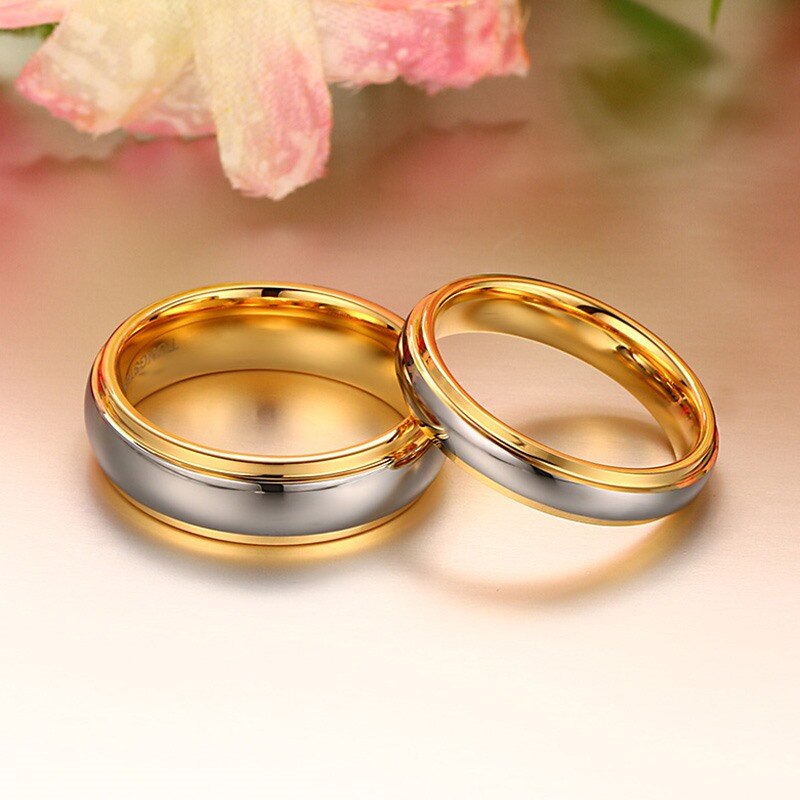 VNOX Wolfraam Carbide Trouwring - 4mm/6mm Breedte - Gepolijste Rand - Romantisch voor Dames & Heren