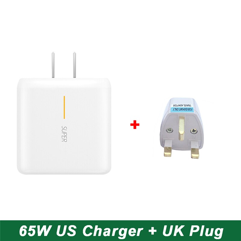 65W Supervooc 2.0 Fast Charger For OPPO Find X2 Pro Reno 5 5G Ace 2 X20 Realme 8 X50 Pro RX17 SuperDart Charger 2M Type-C Cable: US Charger w UK Plug