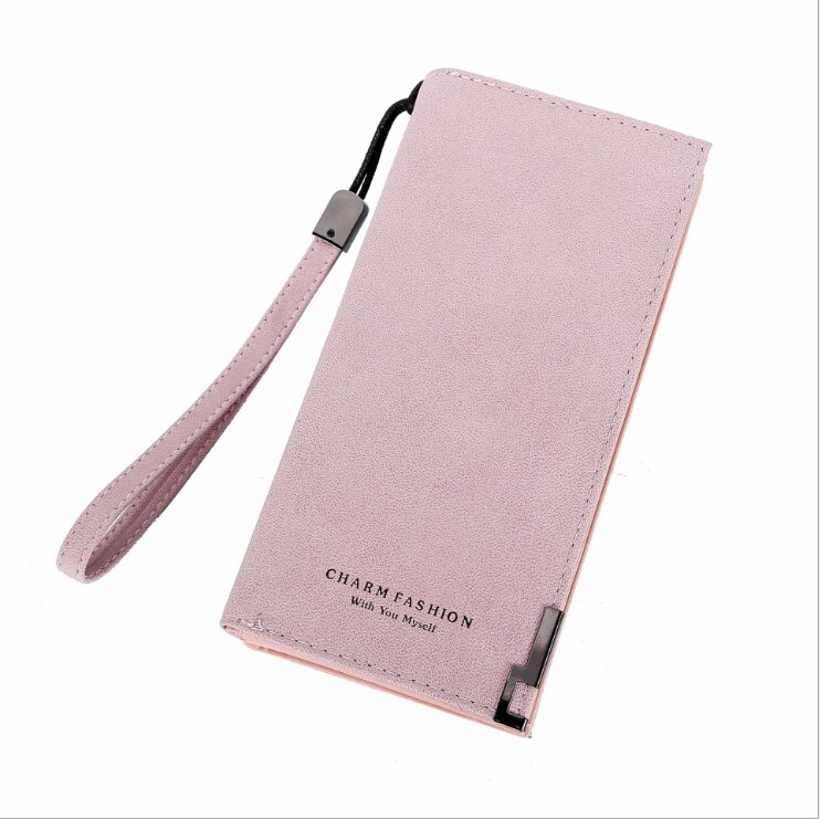 Verkoop merk portemonnee dames scrub leren dames handtassen dames clutch portemonnee lange dames portemonnee carteira feminina: Roze